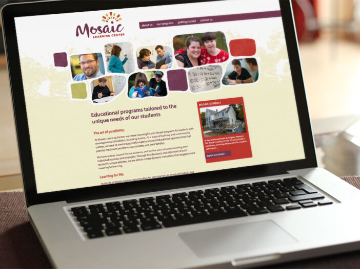 Mosaic Learning Center website displayed on laptop