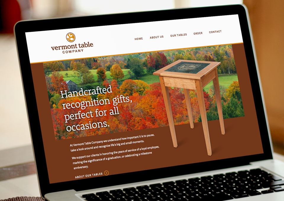 Laptop displaying Vermont Table Company website