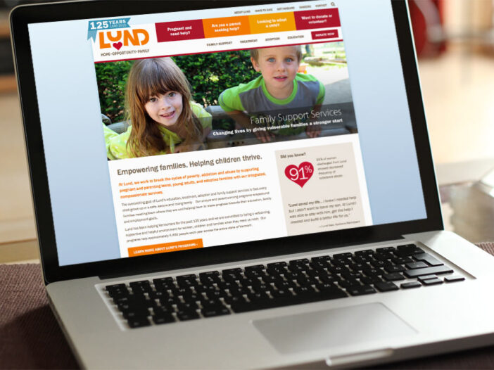 lund website displayed on laptop
