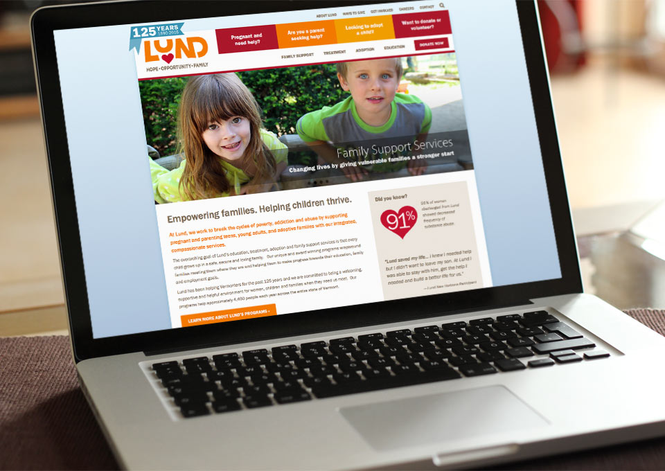 lund website displayed on laptop