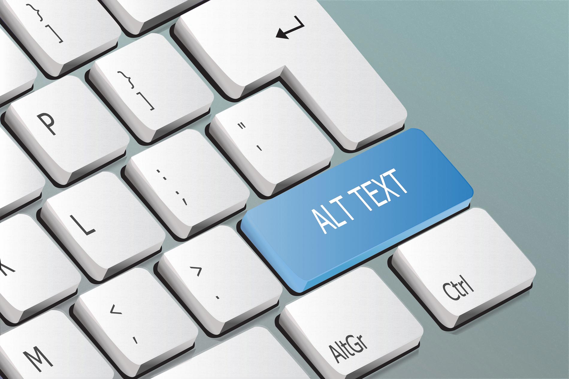 Keyboard with blue button that reads "Alt Text"