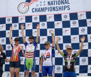 Bikers on Podium at USA Cycling National Championships