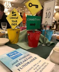 2018 Pathways Vermont Fundraiser table decorations