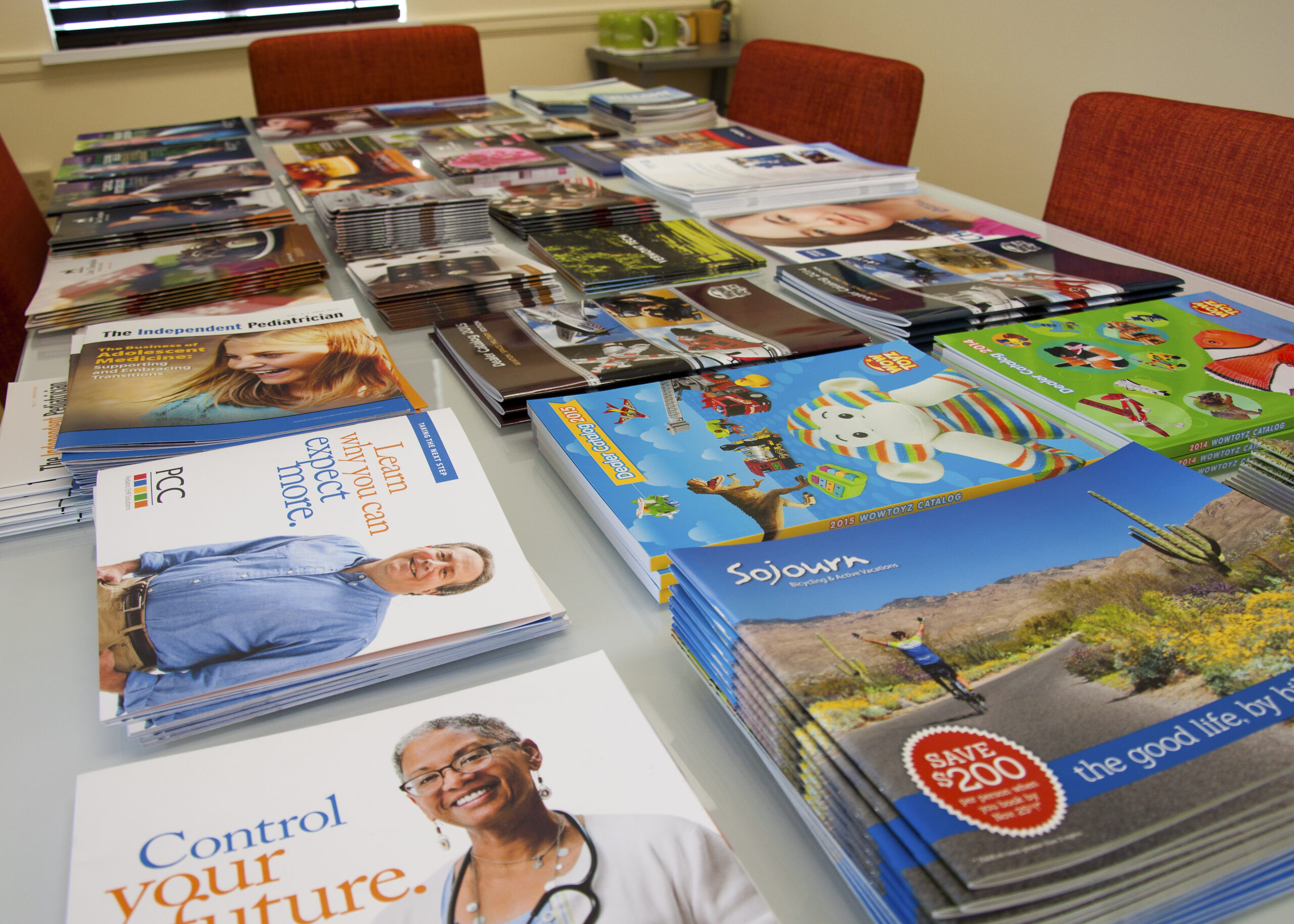 Array of Stride printed materials on table