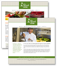 The Good Table website pages