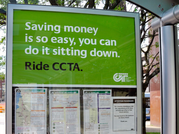 CCTA bus shelter advertisement