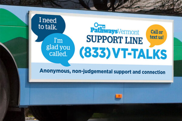 Pathways Vermont bus wrap advertisement