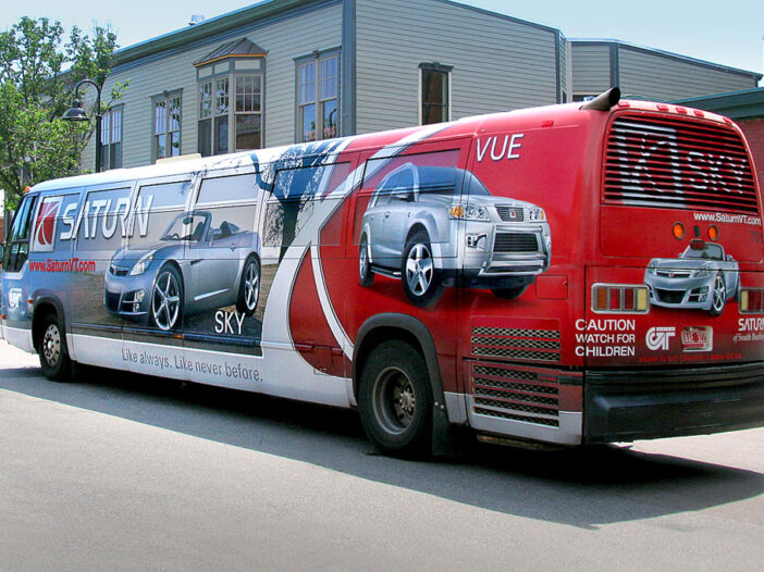 Saturn bus wrap advertisement