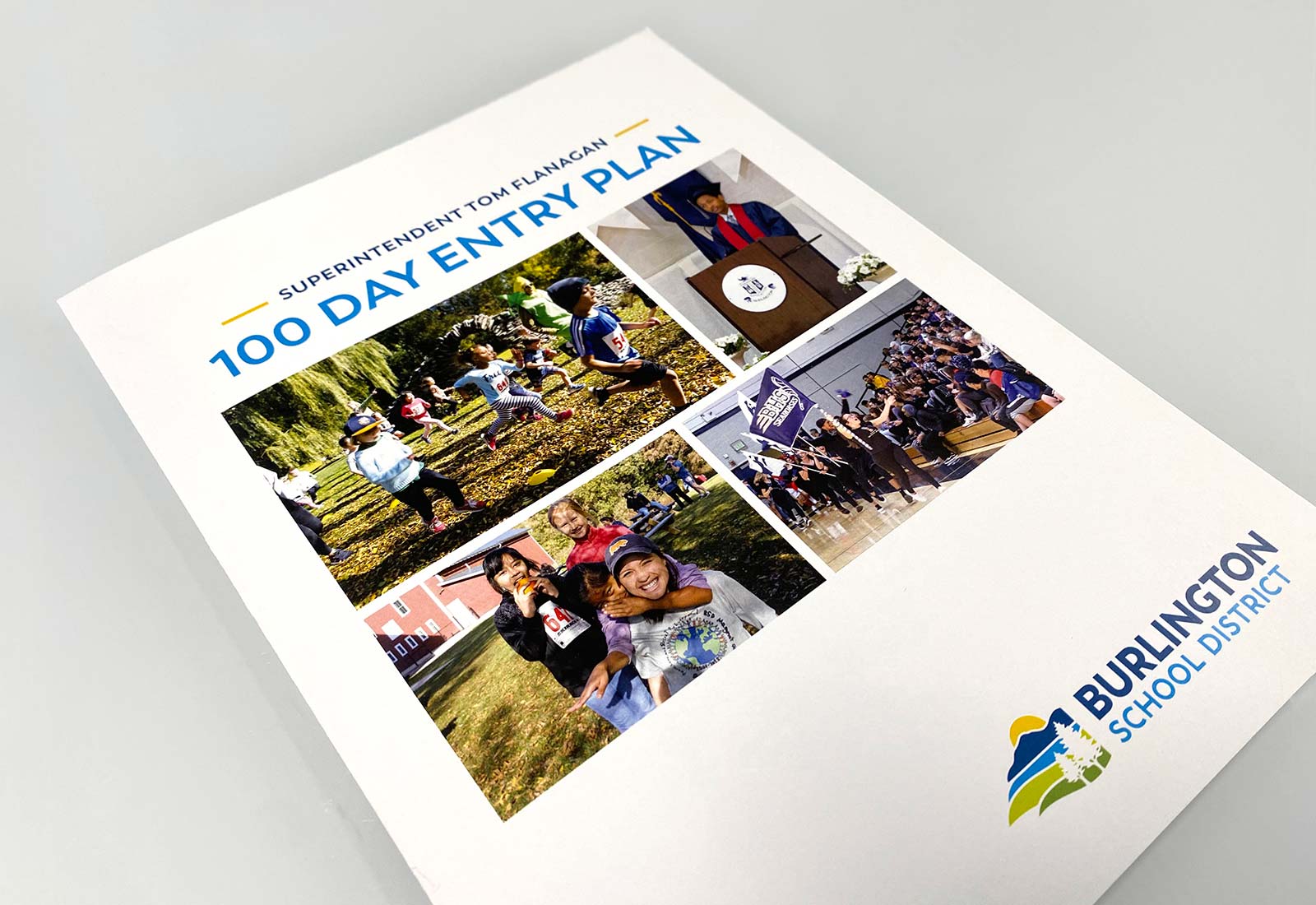 Burlington school district cover of 100 day entry plan booklet