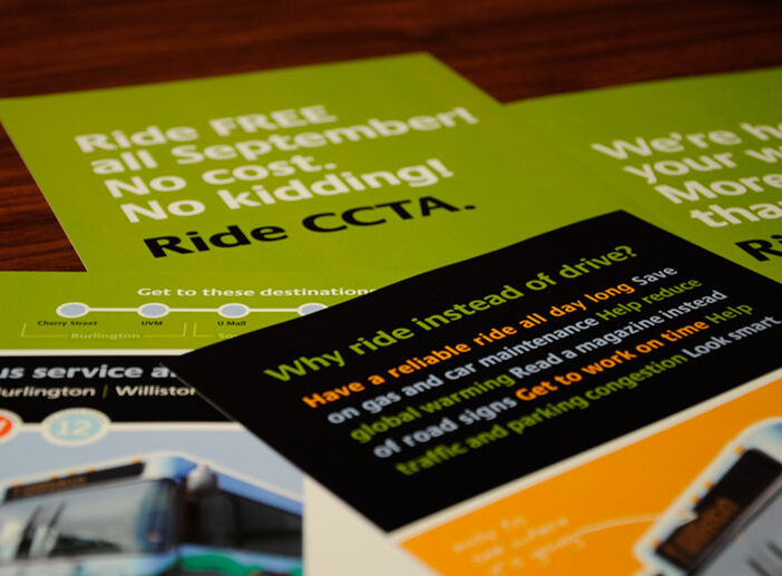 CCTA route 2 ridership campaign brochures