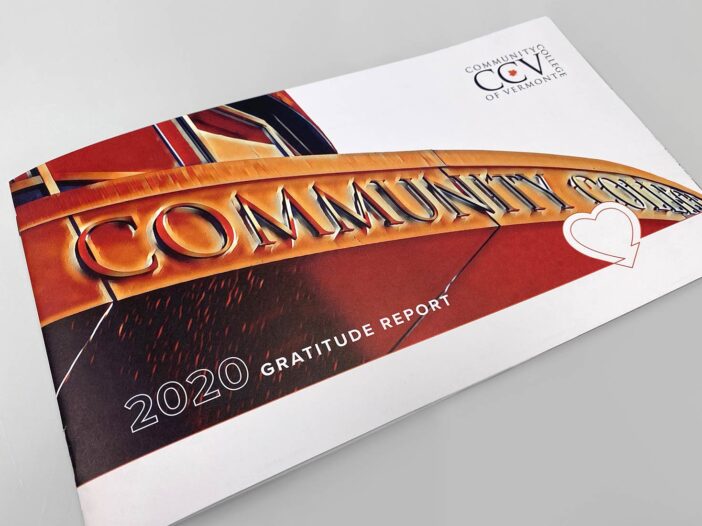 Community College of Vermont cover of 2020 gratitude report