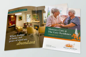 Brochure with a cover that reads, "Memory Care at The Gary Residence."