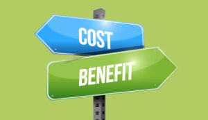 Clipart of Cost and Benefit signs on post
