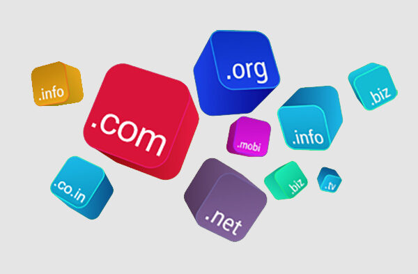 Domain name keys written on colored cubes
