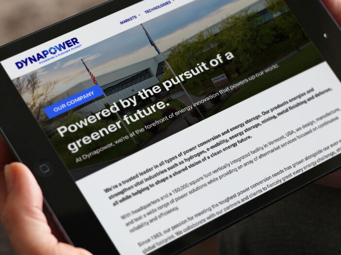 iPad showing Dynapower website