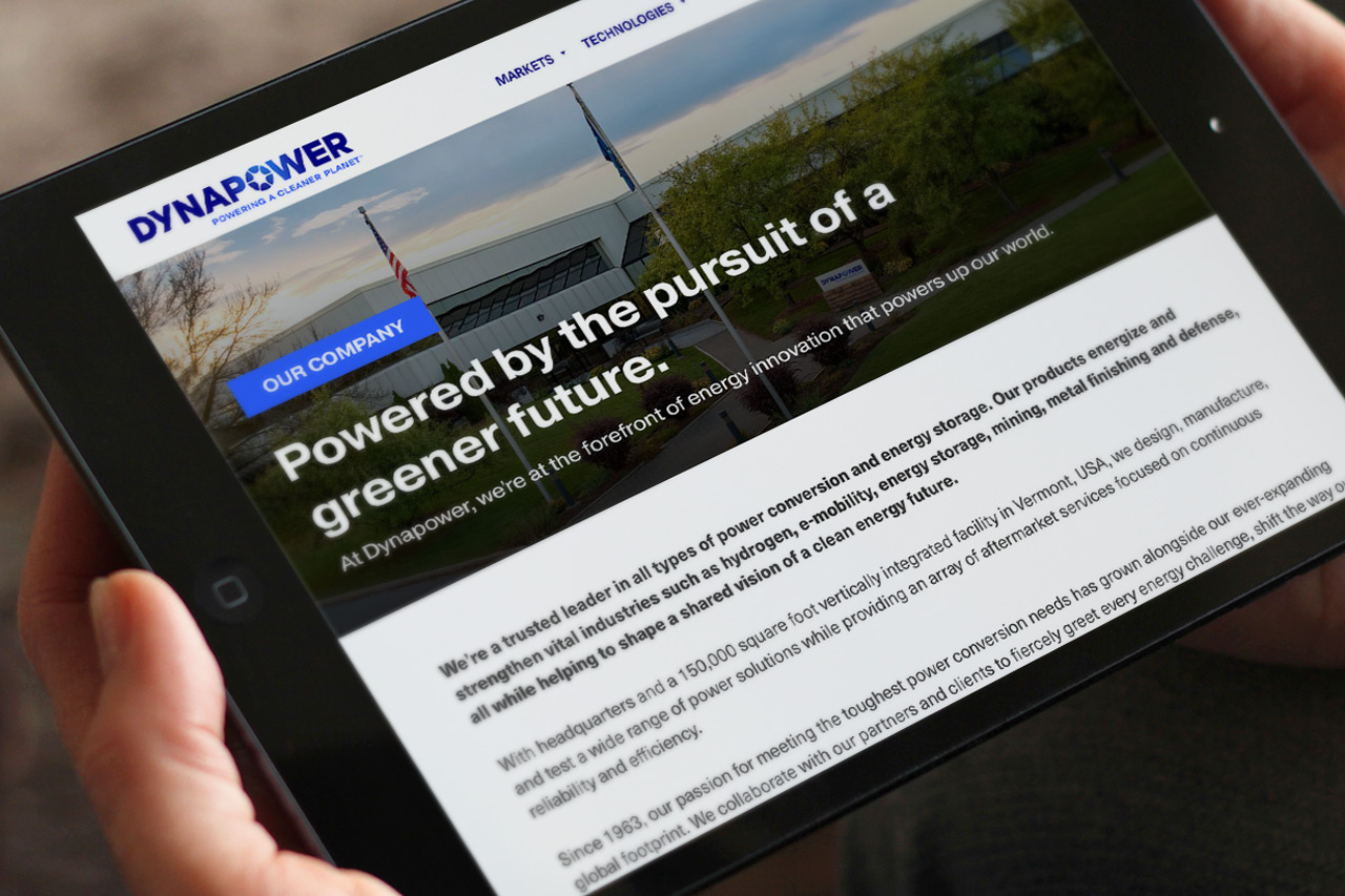 iPad showing Dynapower website