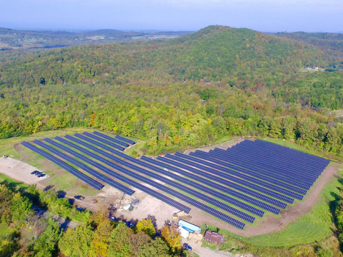 aerial shot of solar panels