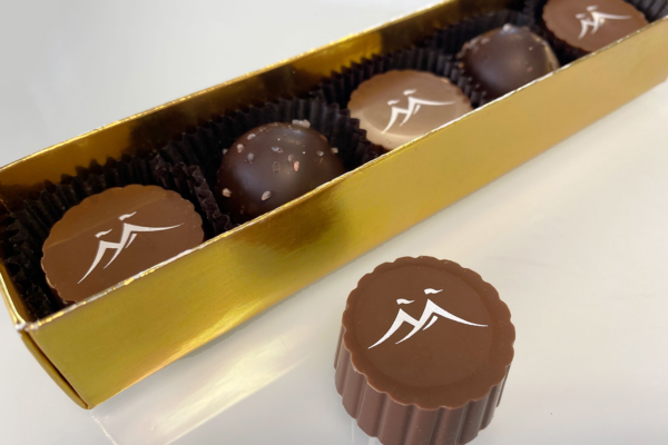 A box of chocolates with corporate branding