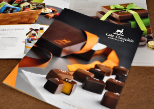 Lake Champlain Chocolates catalog cover page and inside page