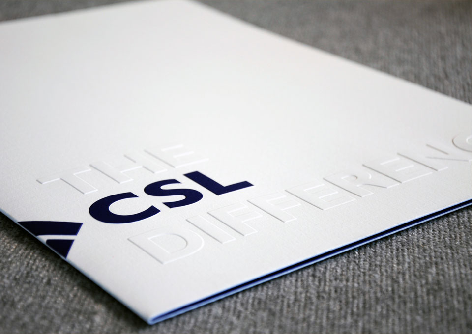 Closeup of CSL pocket folder