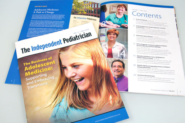 The Independent Pediatrician magazine cover page and inside page