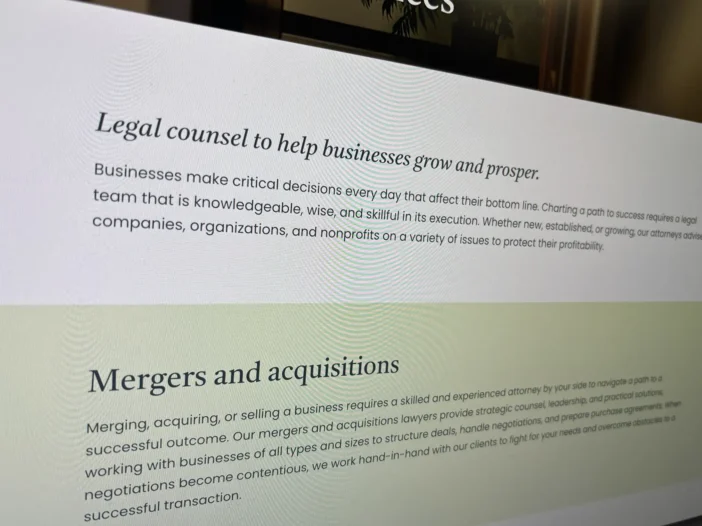 screenshot of sheehey website copy