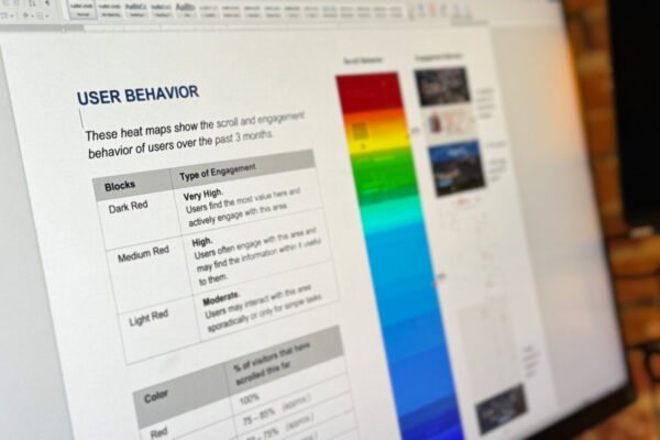 Computer screen showing a website user engagement analysis report.