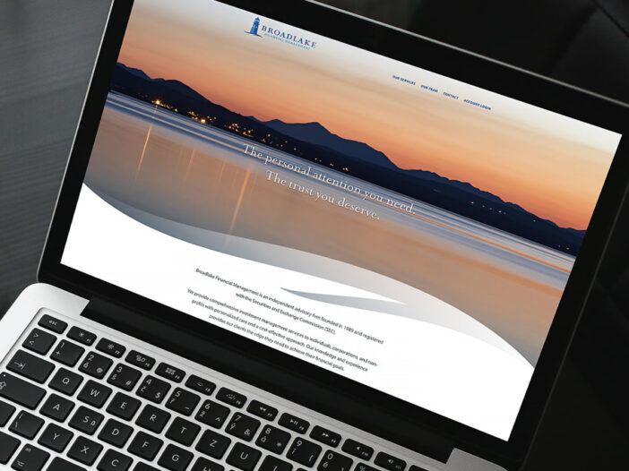 Broadlake Financial Management website displayed on laptop