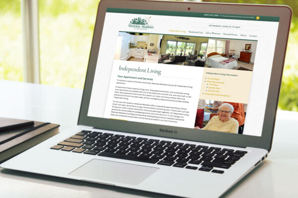Westview Meadows website displayed on laptop